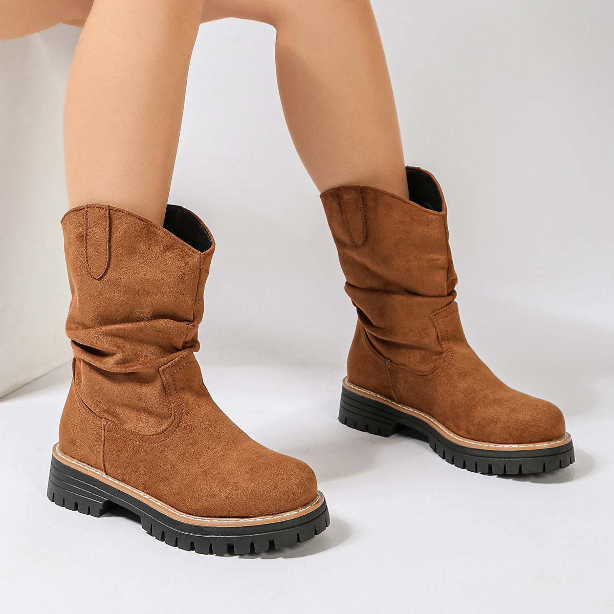Suede Platform Martin Boots