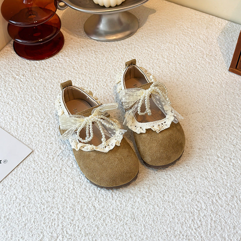 Girls Bow Lace Flats Shoes