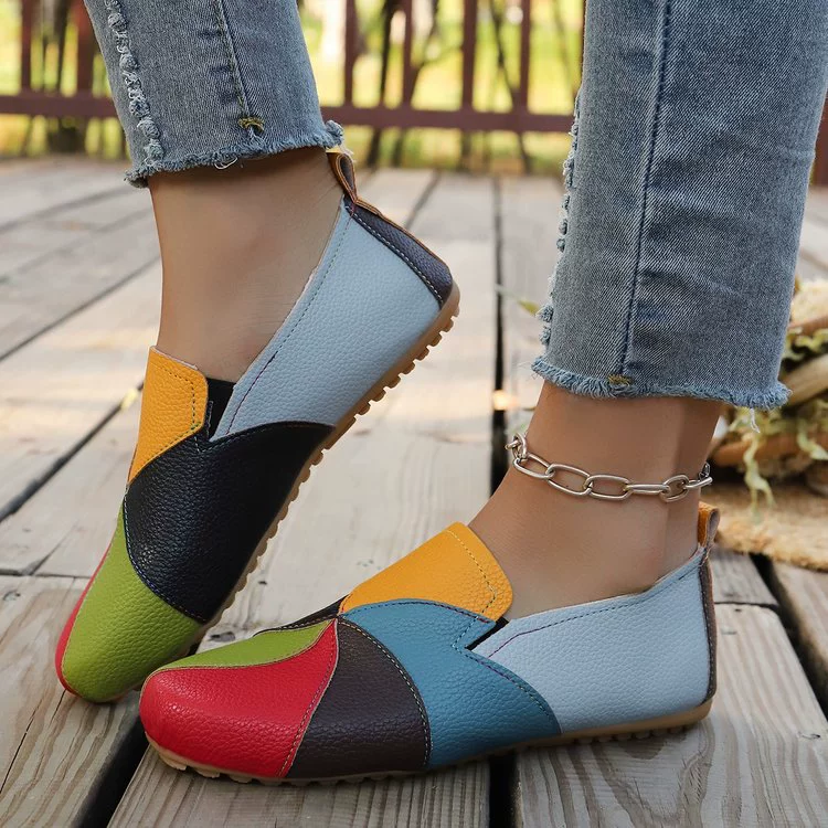 Vibrant Multicolor Patchwork Casual Flats