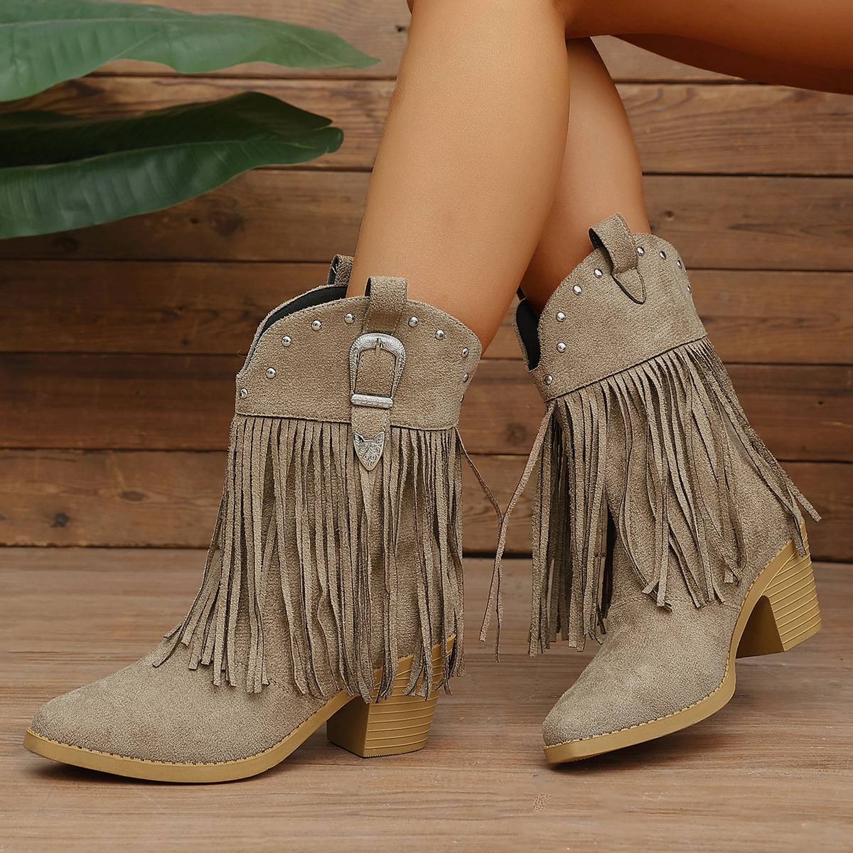 Vintage Stud Fringe Cowgirl Boots