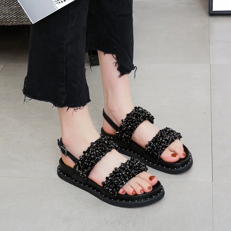 Sparkle Beaded Platform Slide