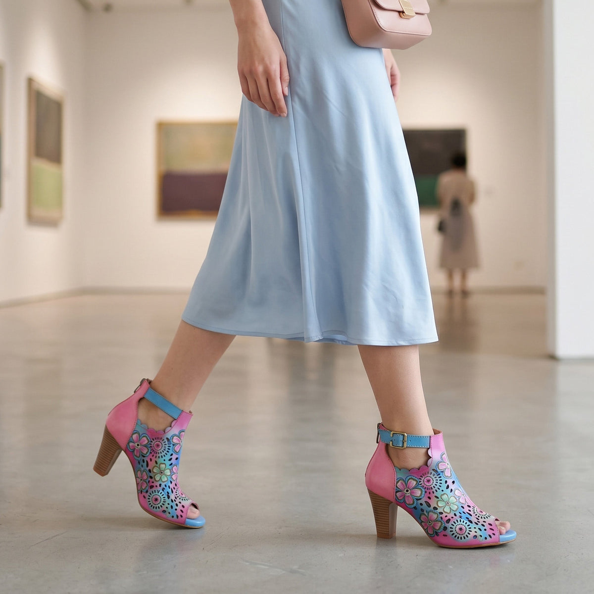Scalloped Floral Cutout Buckle Sandals