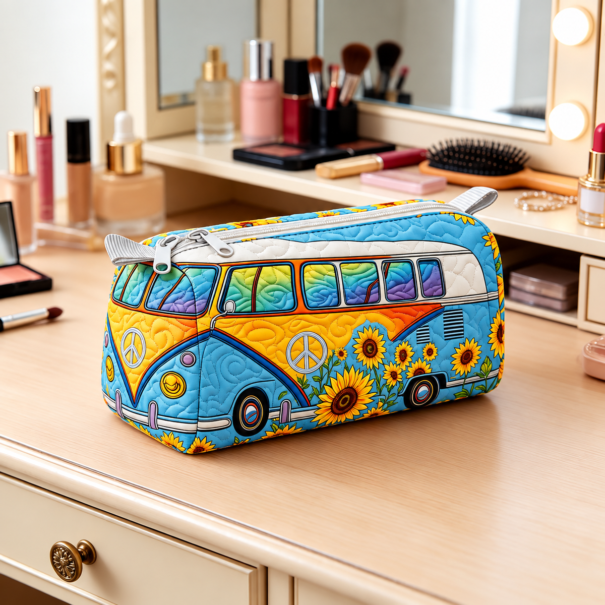 SUNVALE | BLUE SUNFLOWER CAMPER COSMETIC BAG