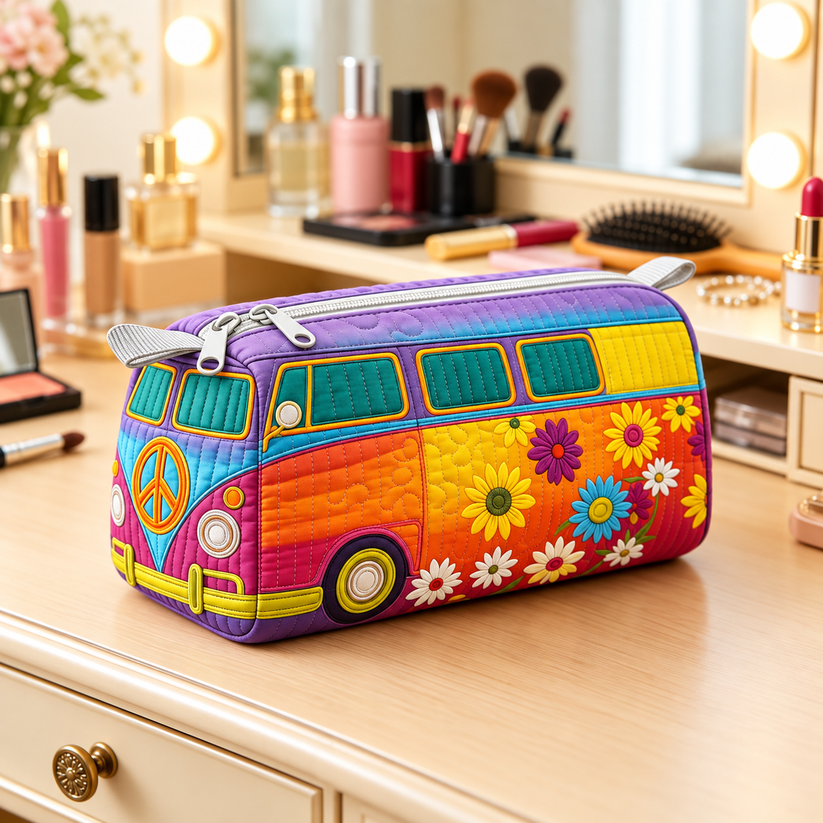 SUNBLOOM | COLORFUL FLORAL CAMPER COSMETIC BAG