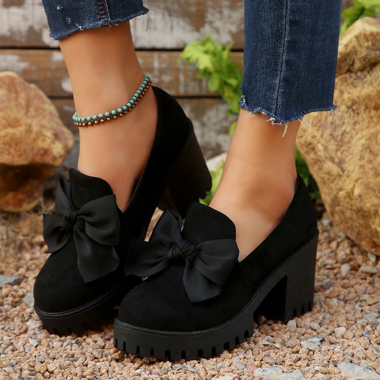 Women's High-Heeled Shoes with Bow Tie