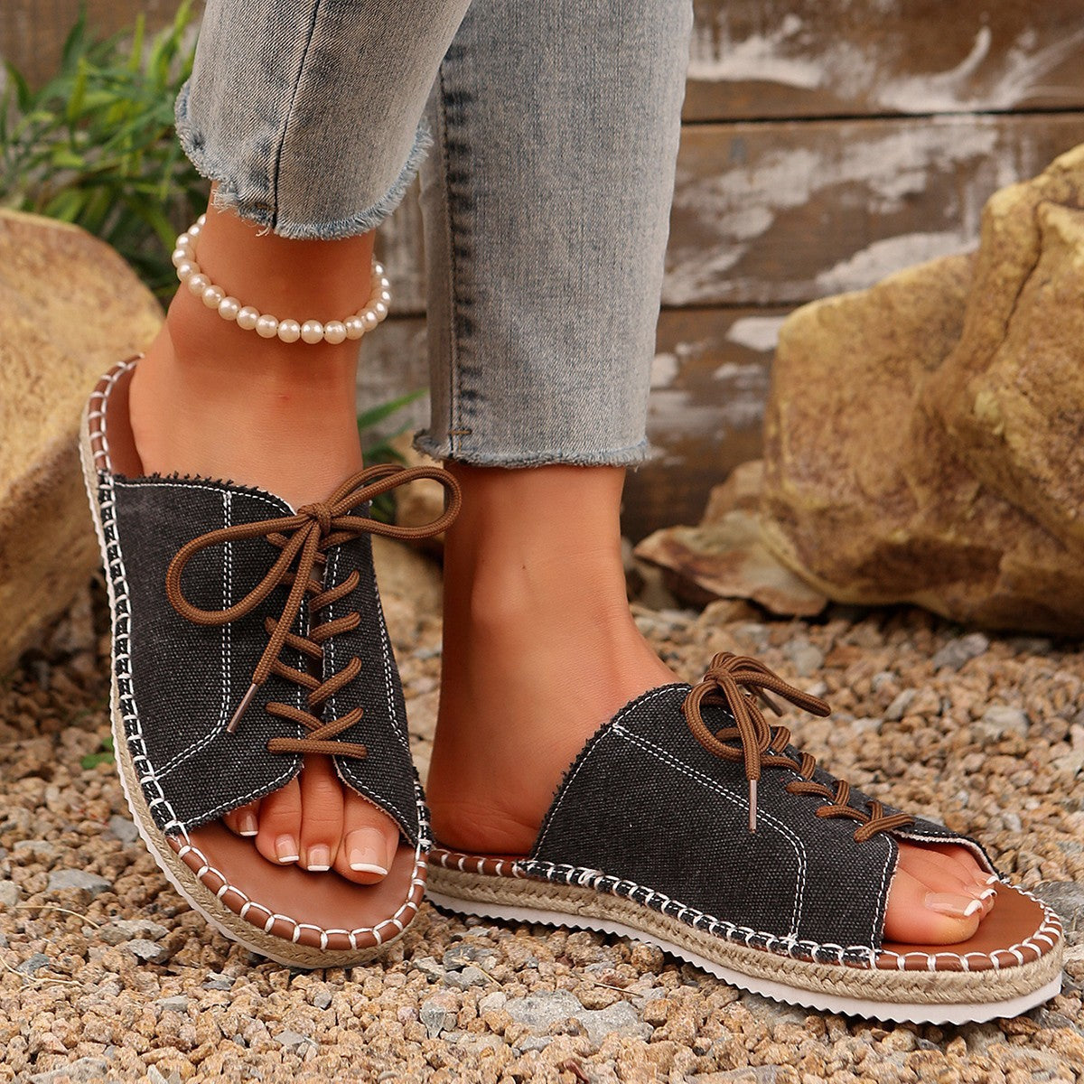 Roman-style lace-up shoes