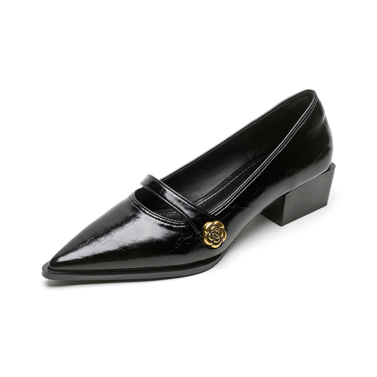 Retro pointed-toe block-heel shoes