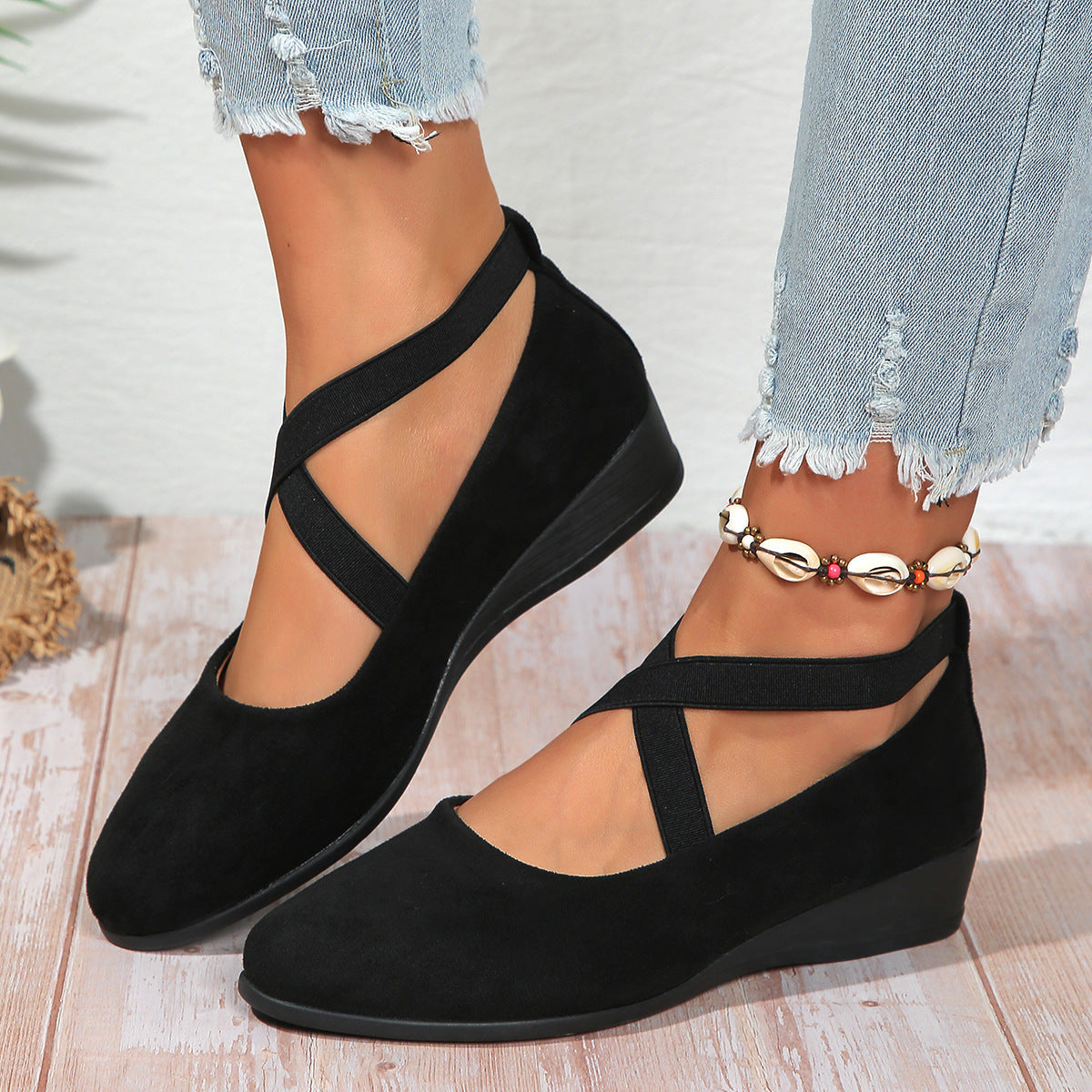 Women's pointed-toe wedge casual shoes