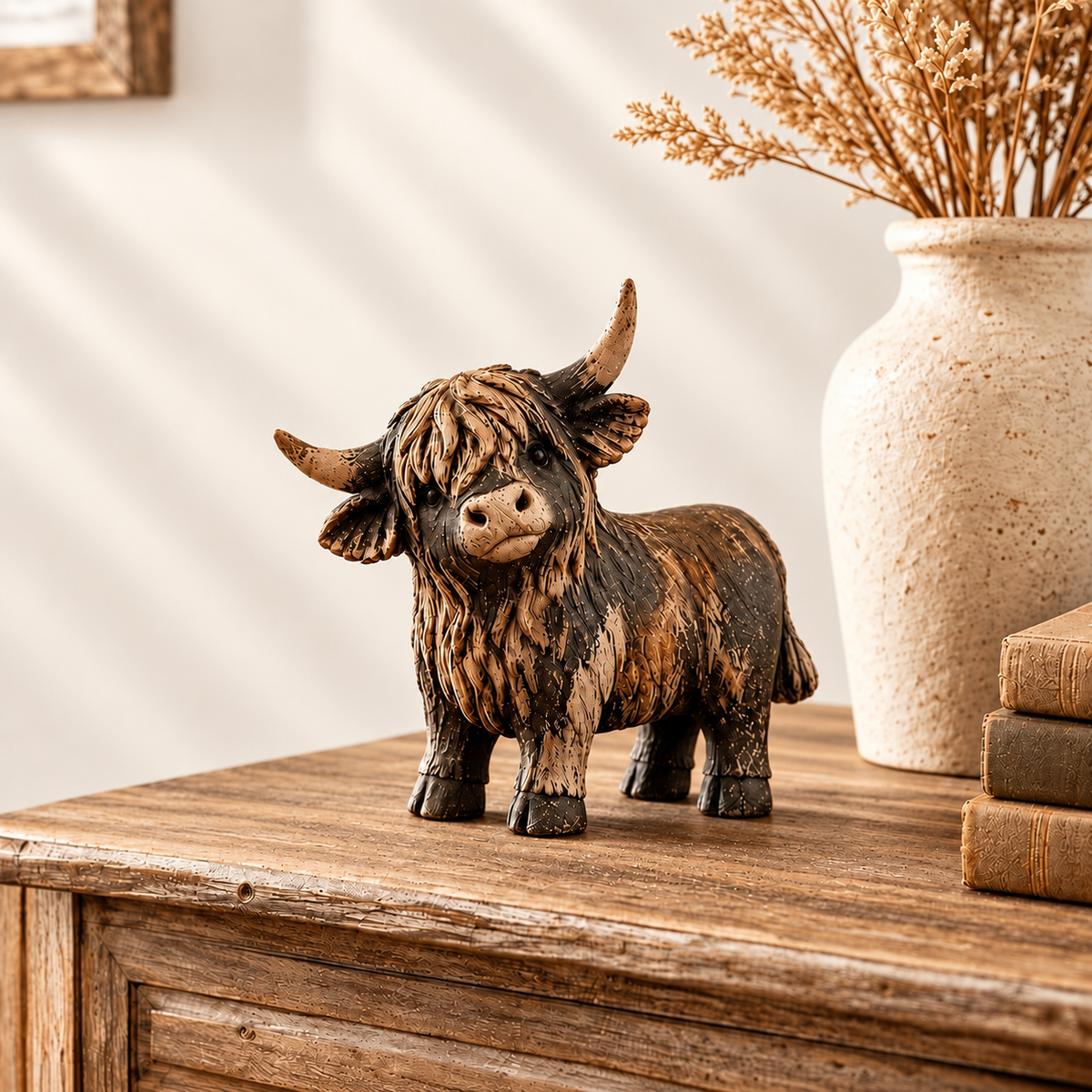 Rustic Farmhouse Highland Cow Figurine