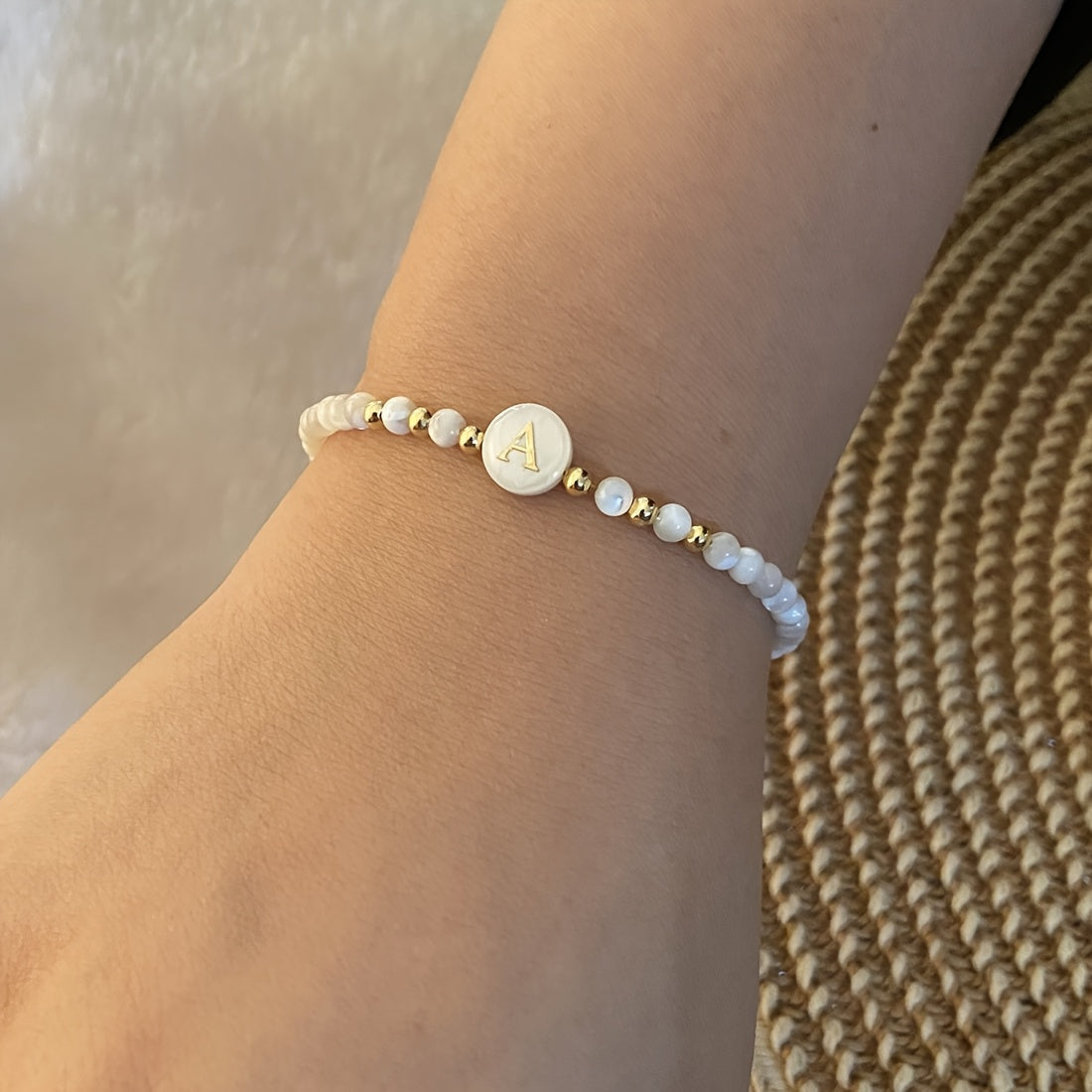 Elegant Initial Pearl Bracelet