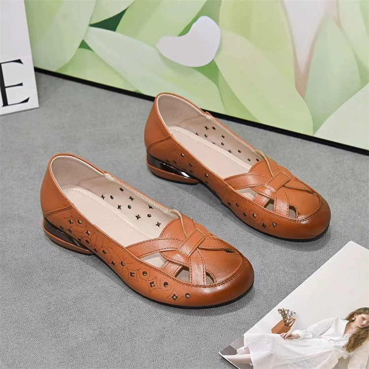 Women Hollow Cross Strap Flat Shoes