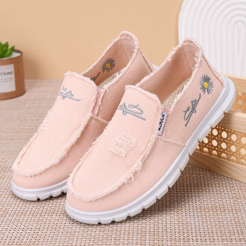 Frayed Edge Canvas Slip On Casual Walking Shoes