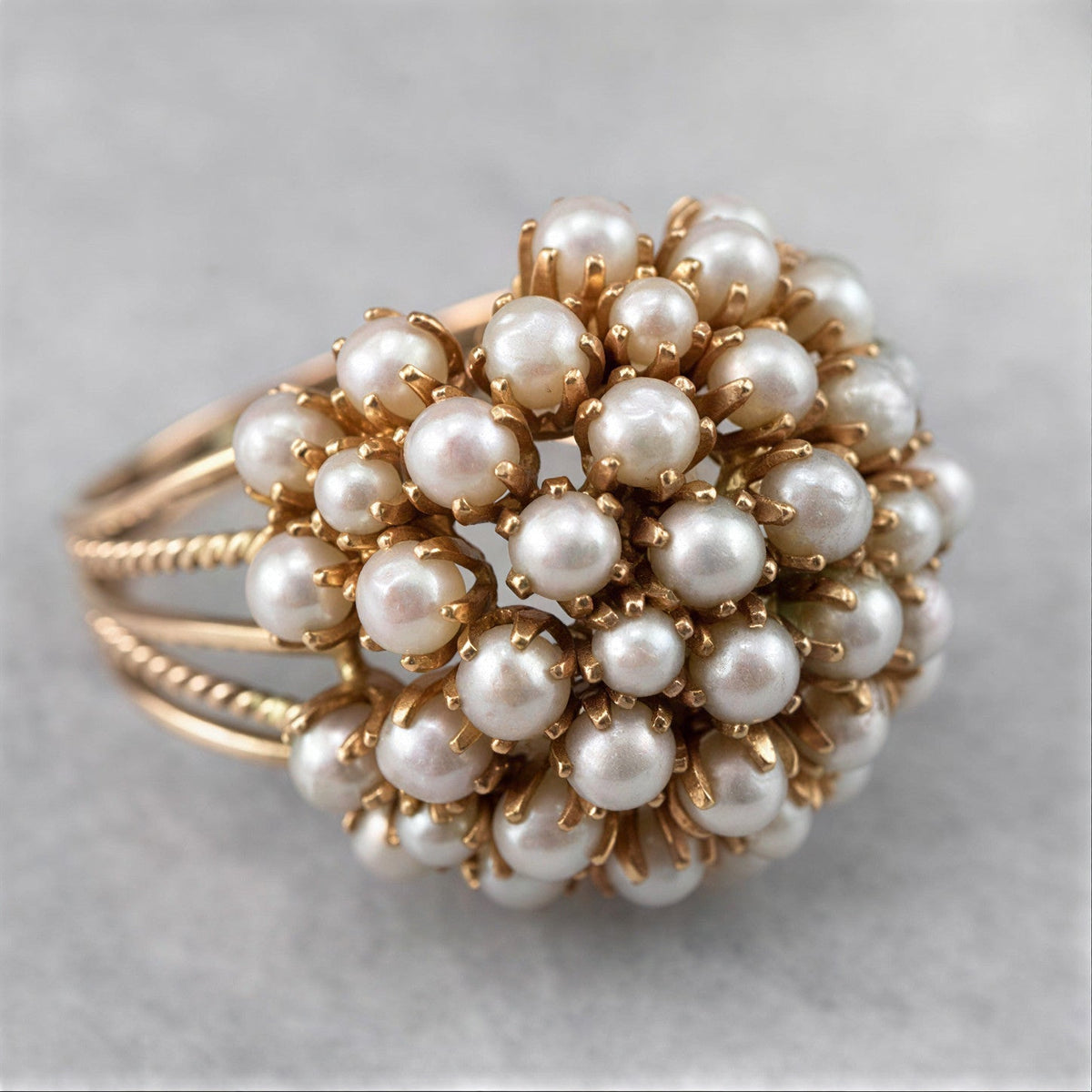 Classic Inlaid Pearl Gold-Tone Ring