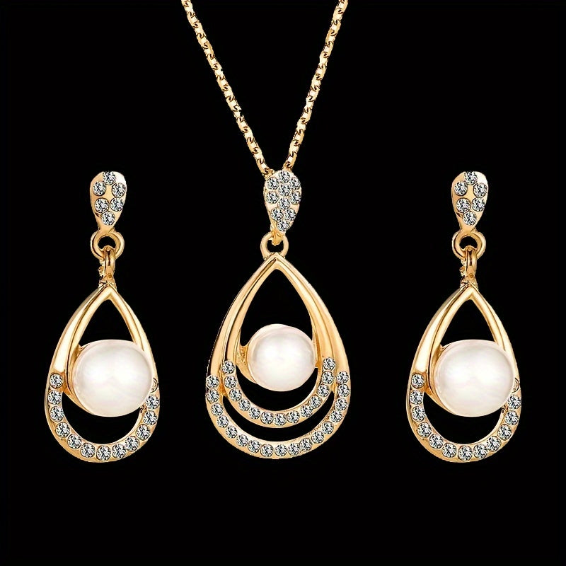 Encircled Pearl Drop Jewelry Set