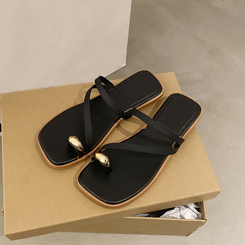 Square Toe Strappy Slide Sandals