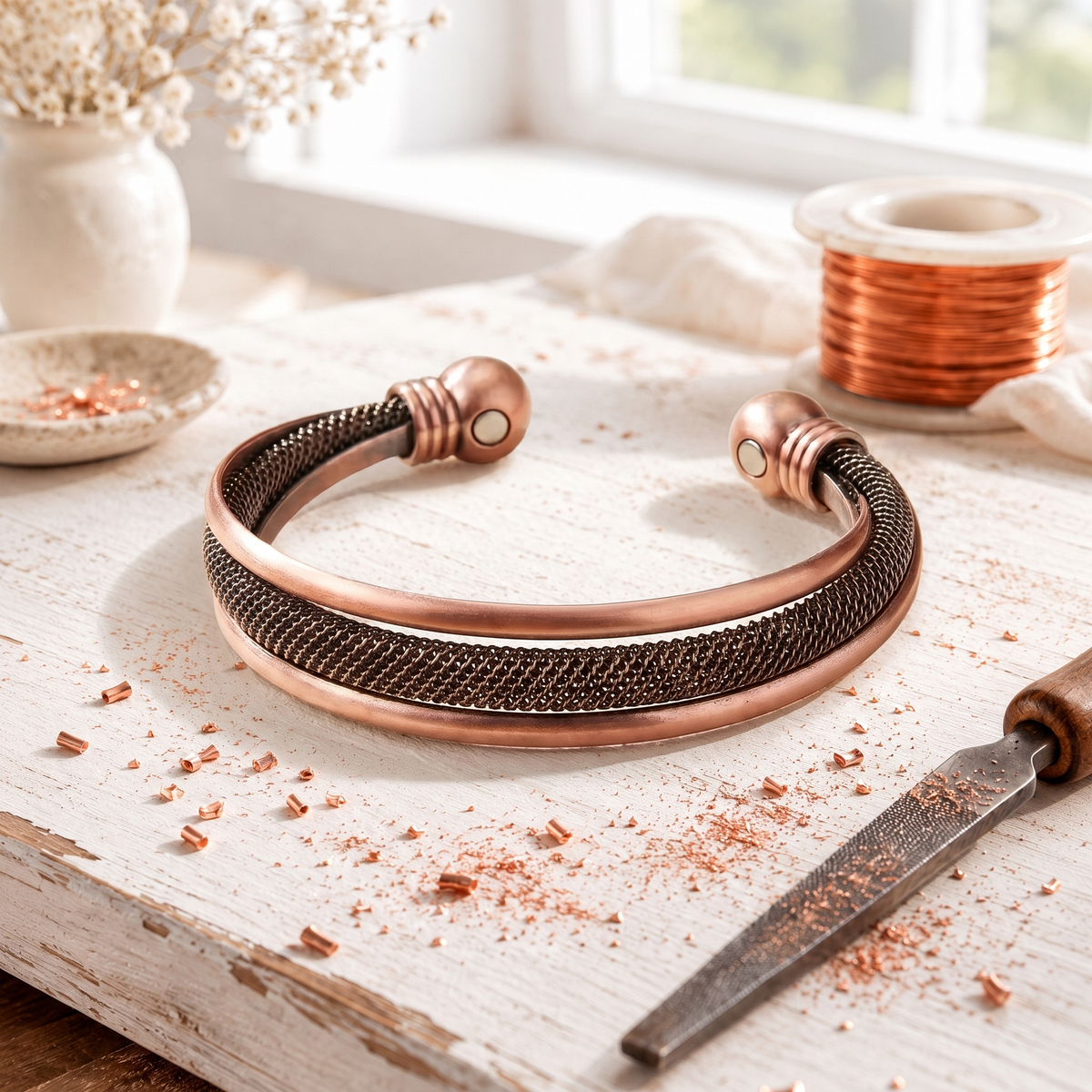 Lily & Chloe Lattice Copper Bracelet