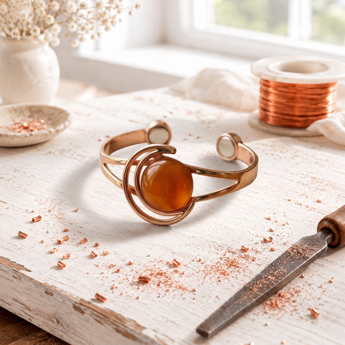 Lily & Chloe Solara Orange Copper Bracelet