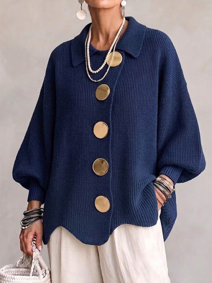 Karina | Chunky Knit Cardigan with Gold Buttons